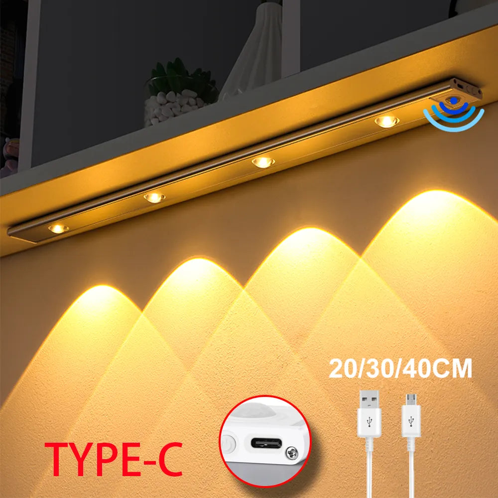 Luz Noturna LED Ultra Fina com Sensor de Movimento sem Fio, USB